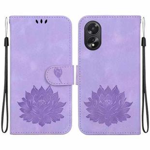 For OPPO A38 / A18 Lotus Embossed Leather Phone Case(Purple)