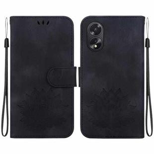 For OPPO A38 / A18 Lotus Embossed Leather Phone Case(Black)