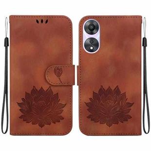 For OPPO A58 4G Lotus Embossed Leather Phone Case(Brown)