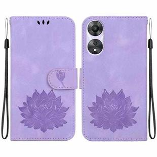 For OPPO A58 4G Lotus Embossed Leather Phone Case(Purple)