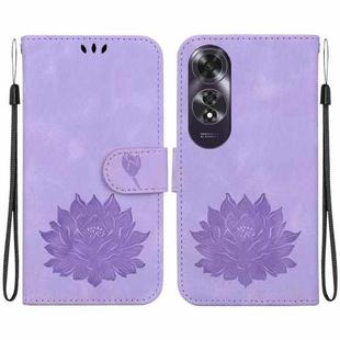 For OPPO A60 4G Lotus Embossed Leather Phone Case(Purple)