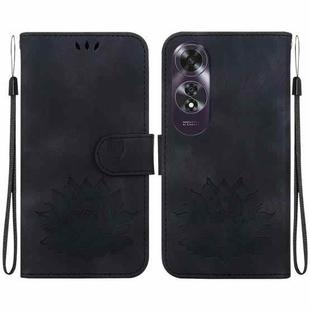 For OPPO A60 4G Lotus Embossed Leather Phone Case(Black)