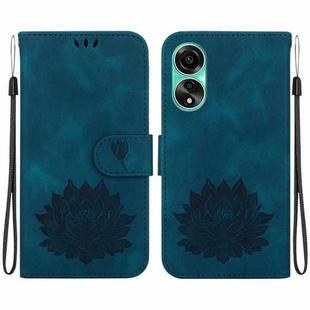 For OPPO A78 4G Lotus Embossed Leather Phone Case(Dark Blue)