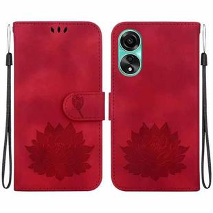 For OPPO A78 4G Lotus Embossed Leather Phone Case(Red)