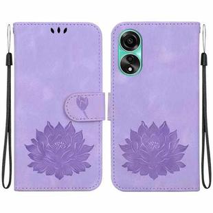 For OPPO A78 4G Lotus Embossed Leather Phone Case(Purple)