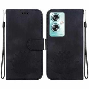 For OPPO A79 5G Global Lotus Embossed Leather Phone Case(Black)