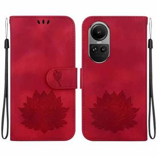 For OPPO Reno10 / Reno10 Pro 5G Global Lotus Embossed Leather Phone Case(Red)