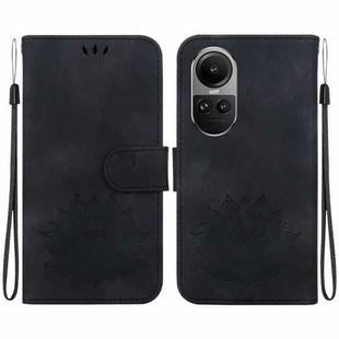 For OPPO Reno10 / Reno10 Pro 5G Global Lotus Embossed Leather Phone Case(Black)