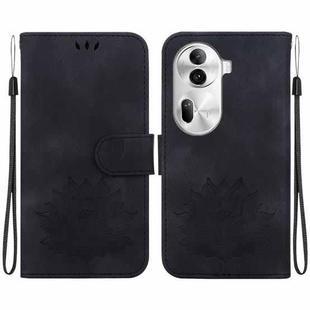 For OPPO Reno11 Pro 5G Global Lotus Embossed Leather Phone Case(Black)