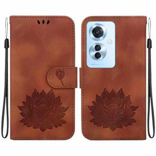 For OPPO Reno11 F / F25 Pro 5G Global Lotus Embossed Leather Phone Case(Brown)