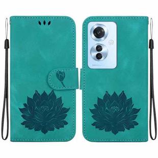 For OPPO Reno11 F / F25 Pro 5G Global Lotus Embossed Leather Phone Case(Green)