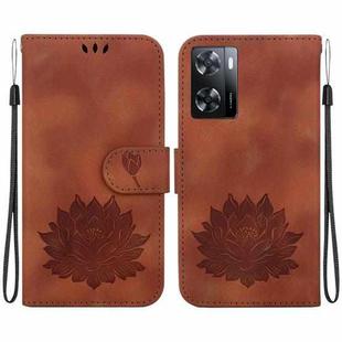 For OPPO A57 5G / A57 4G / A57s / A57e Lotus Embossed Leather Phone Case(Brown)