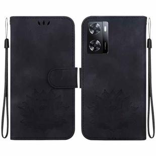 For OPPO A77 5G / A77 4G / A77s / K10 5G Lotus Embossed Leather Phone Case(Black)