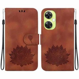 For OPPO K11x Lotus Embossed Leather Phone Case(Brown)