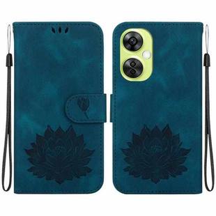 For OPPO K11x Lotus Embossed Leather Phone Case(Dark Blue)