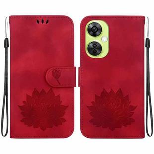 For OPPO K11x Lotus Embossed Leather Phone Case(Red)