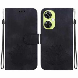 For OPPO K11x Lotus Embossed Leather Phone Case(Black)