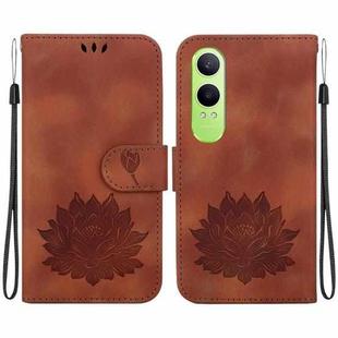 For OPPO K12x Lotus Embossed Leather Phone Case(Brown)
