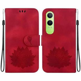 For OPPO K12x Lotus Embossed Leather Phone Case(Red)