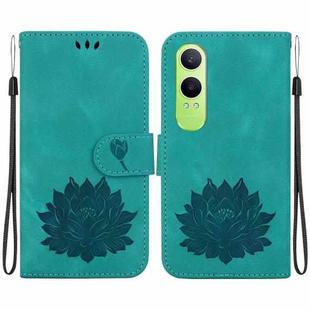 For OPPO K12x Lotus Embossed Leather Phone Case(Green)