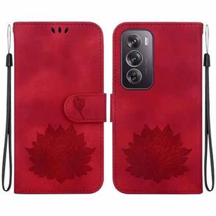 For OPPO Reno12 Pro 5G Global Lotus Embossed Leather Phone Case(Red)
