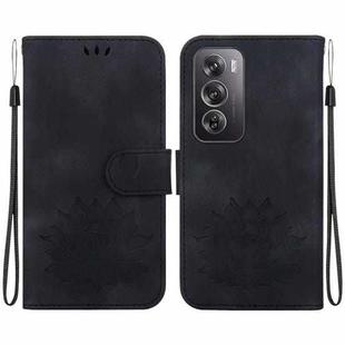 For OPPO Reno12 Pro 5G Global Lotus Embossed Leather Phone Case(Black)