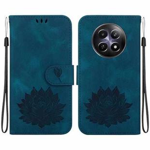 For Realme 12 5G Lotus Embossed Leather Phone Case(Dark Blue)