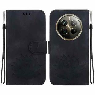 For Realme 12 Pro+ Global Lotus Embossed Leather Phone Case(Black)