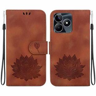 For Realme Narzo N53 / Note 50 Lotus Embossed Leather Phone Case(Brown)