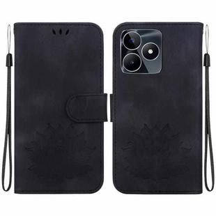 For Realme Narzo N53 / Note 50 Lotus Embossed Leather Phone Case(Black)