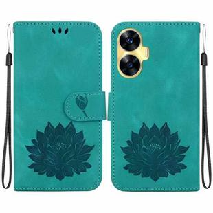 For Realme C55 / Narzo N55 Lotus Embossed Leather Phone Case(Green)