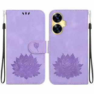 For Realme C55 / Narzo N55 Lotus Embossed Leather Phone Case(Purple)