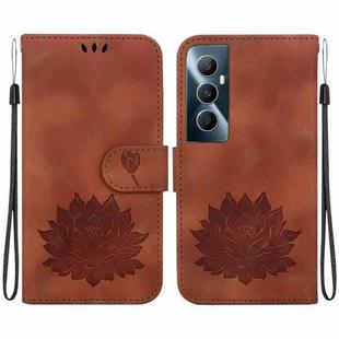 For Realme C65 4G Lotus Embossed Leather Phone Case(Brown)