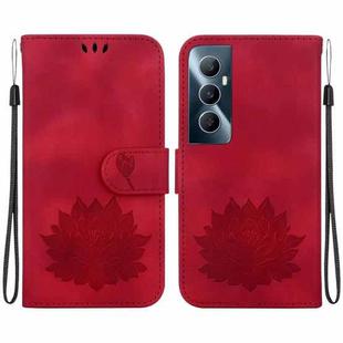 For Realme C65 4G Lotus Embossed Leather Phone Case(Red)