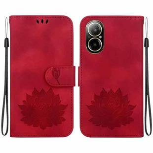 For Realme C67 4G Global Lotus Embossed Leather Phone Case(Red)
