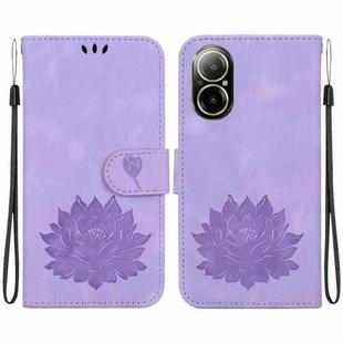 For Realme C67 4G Global Lotus Embossed Leather Phone Case(Purple)