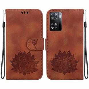 For Realme V23 / Narzo 50 5G Lotus Embossed Leather Phone Case(Brown)