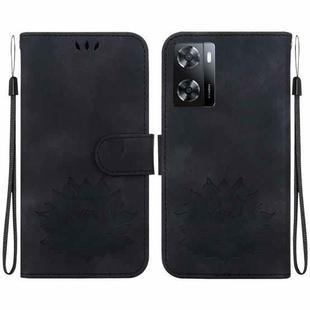For Realme V23 / Narzo 50 5G Lotus Embossed Leather Phone Case(Black)