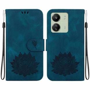 For Xiaomi Redmi 13C 4G / 13C 5G / 13R 5G Lotus Embossed Leather Phone Case(Dark Blue)