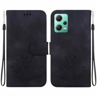 For Xiaomi Redmi Note 12 5G Global Lotus Embossed Leather Phone Case(Black)