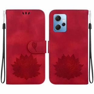 For Xiaomi Redmi Note 12 4G Global Lotus Embossed Leather Phone Case(Red)