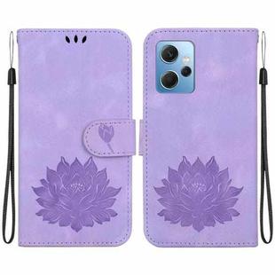 For Xiaomi Redmi Note 12 4G Global Lotus Embossed Leather Phone Case(Purple)