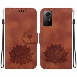 For Xiaomi Redmi Note 12S Lotus Embossed Leather Phone Case(Brown)