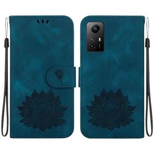 For Xiaomi Redmi Note 12S Lotus Embossed Leather Phone Case(Dark Blue)