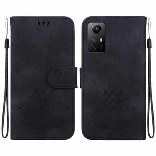 For Xiaomi Redmi Note 12S Lotus Embossed Leather Phone Case(Black)