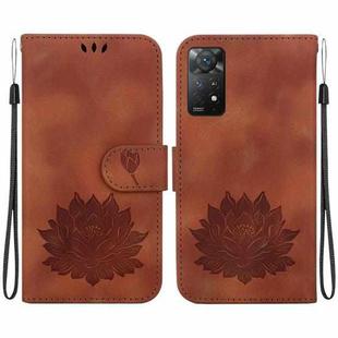 For Xiaomi Redmi Note 12 Pro 4G Lotus Embossed Leather Phone Case(Brown)