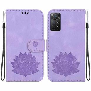 For Xiaomi Redmi Note 12 Pro 4G Lotus Embossed Leather Phone Case(Purple)