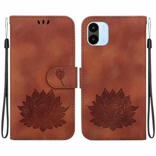 For Xiaomi Redmi A1 / A2 Lotus Embossed Leather Phone Case(Brown)