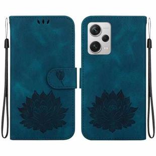 For Xiaomi Redmi Note 12 Pro+ Lotus Embossed Leather Phone Case(Dark Blue)