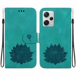 For Xiaomi Redmi Note 12 Pro+ Lotus Embossed Leather Phone Case(Green)